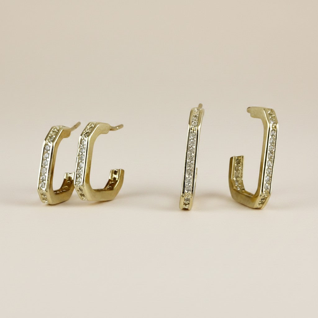 18k Gold Filled Square C-Hoop Earrings | Modern Geometry, Classic Elegance