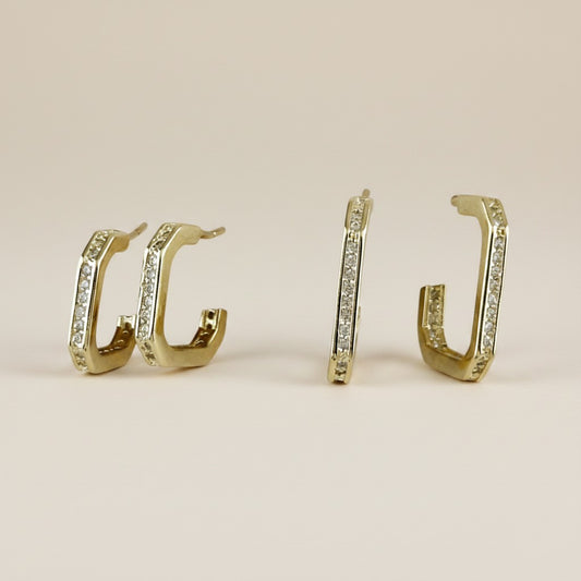 18k Gold Filled Square C-Hoop Earrings | Modern Geometry, Classic Elegance