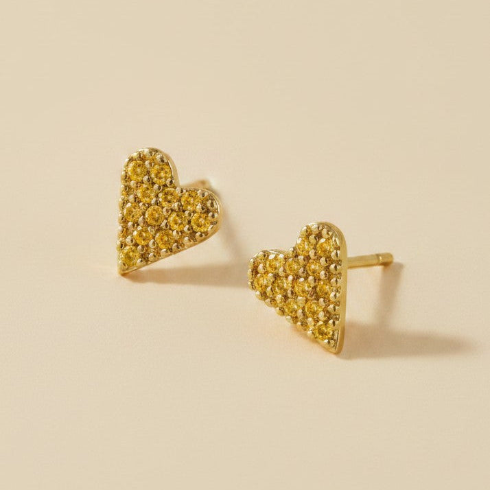 💖 18k Gold Filled Colored CZ Heart Stud Earrings — Five Colors. One Tiny Heart. All the Feeling.