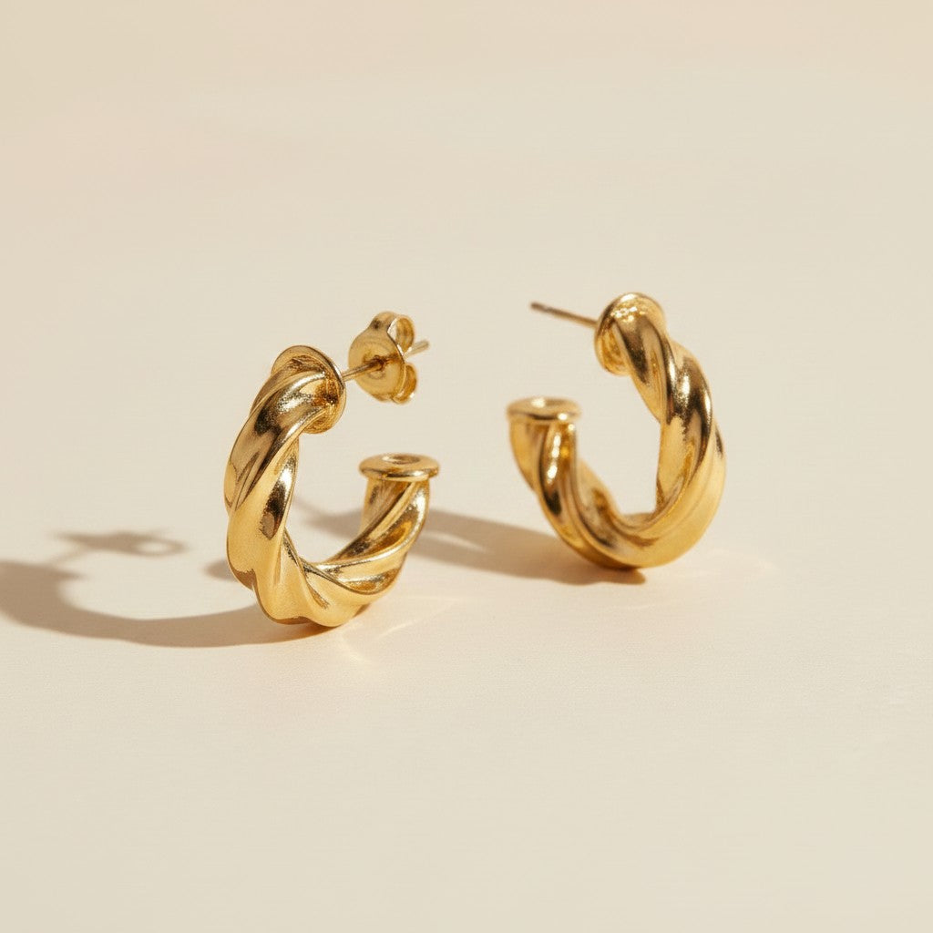 18k Gold Filled Twisted C-Hoop Earrings | See It, Want It, Need It