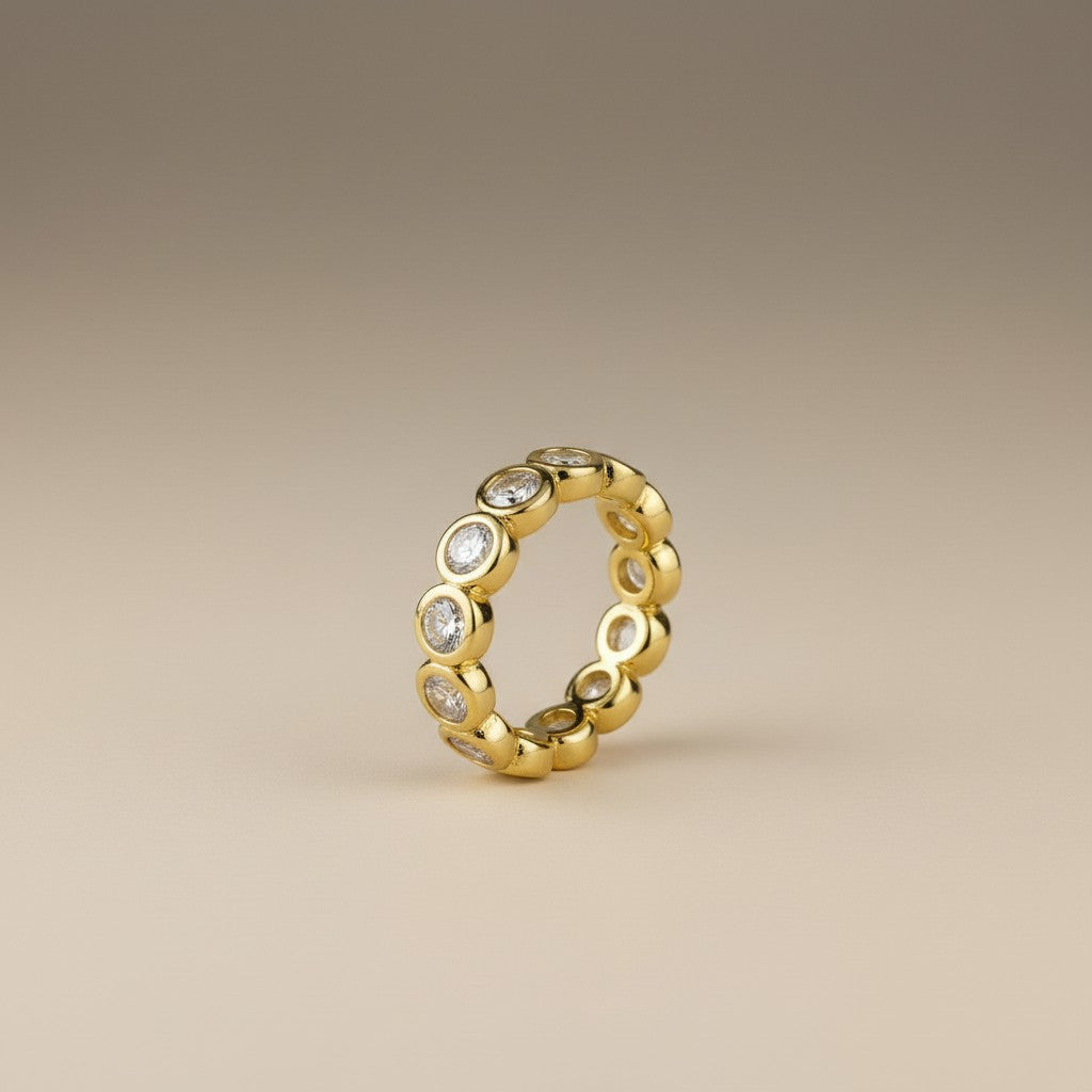 18k Gold Filled Bezel CZ Eternity Band Ring