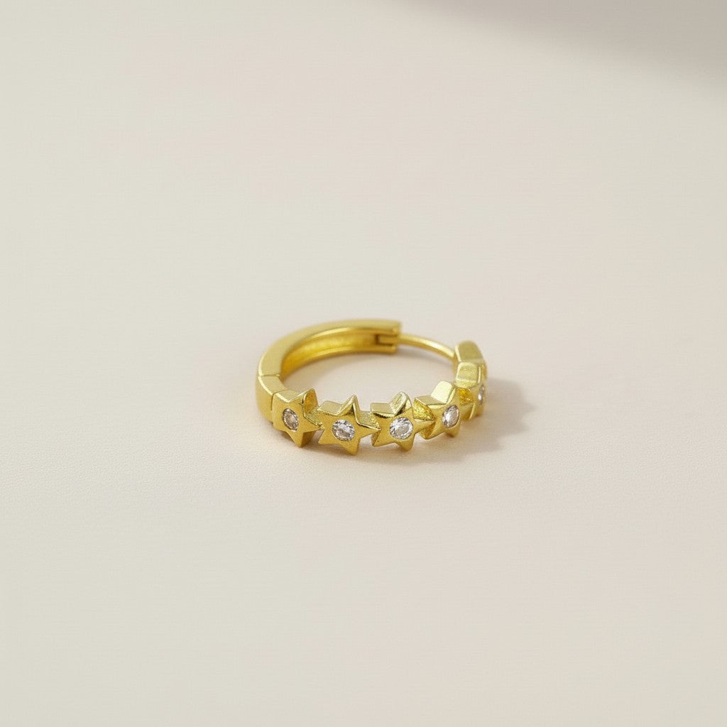 CZ Stars Hoop Earrings for Women - Star Clicker Hoops