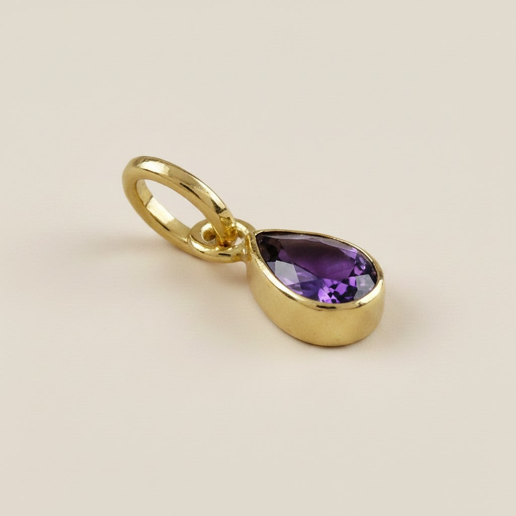18k Gold Filled Birthstone Bezel Drop Charm | Personalized Sparkle