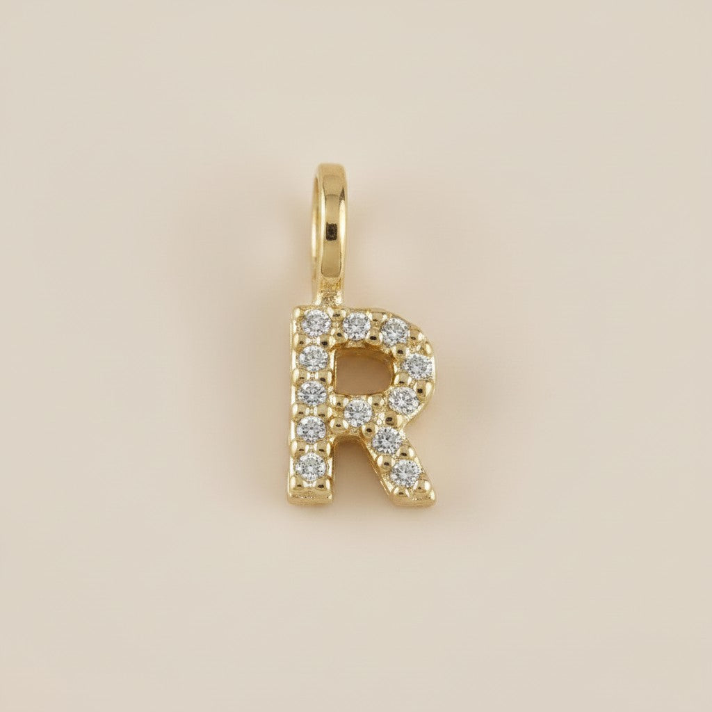 18k Gold Filled Initial Letter CZ Charm | Personalized Sparkle
