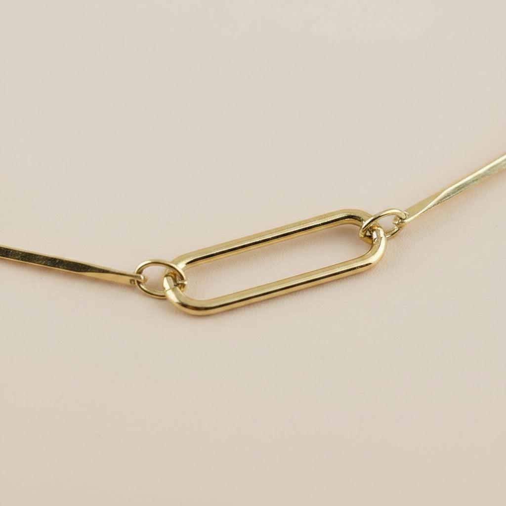 18k Gold Filled Paperclip & Straw Bracelet | Contemporary Timeless Style