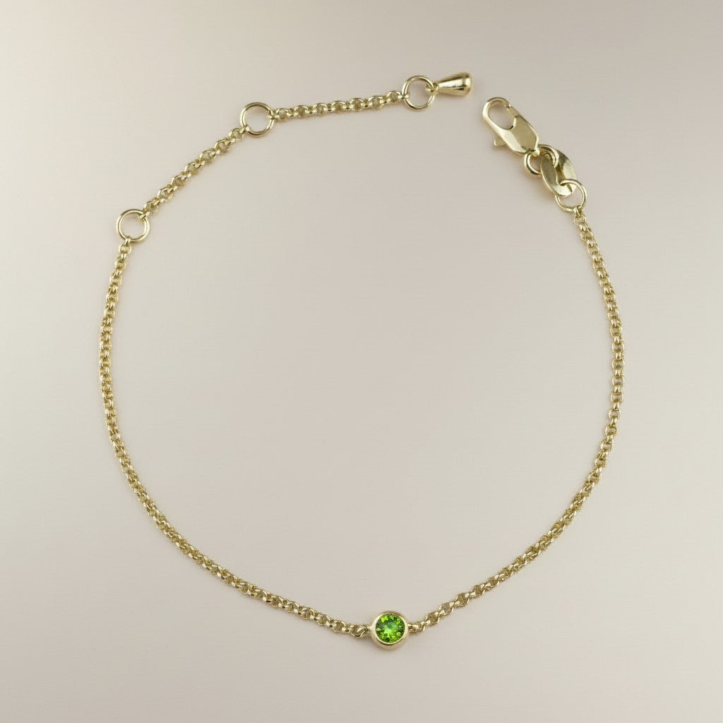 18k Gold Filled Birthstone Bezel Bracelet — Your Color. Your Month. At the Wrist. Always.