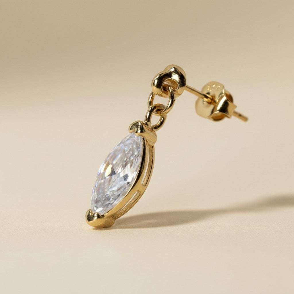 Marquise CZ Earrings - Sparkling Diamond-Look Studs for Women