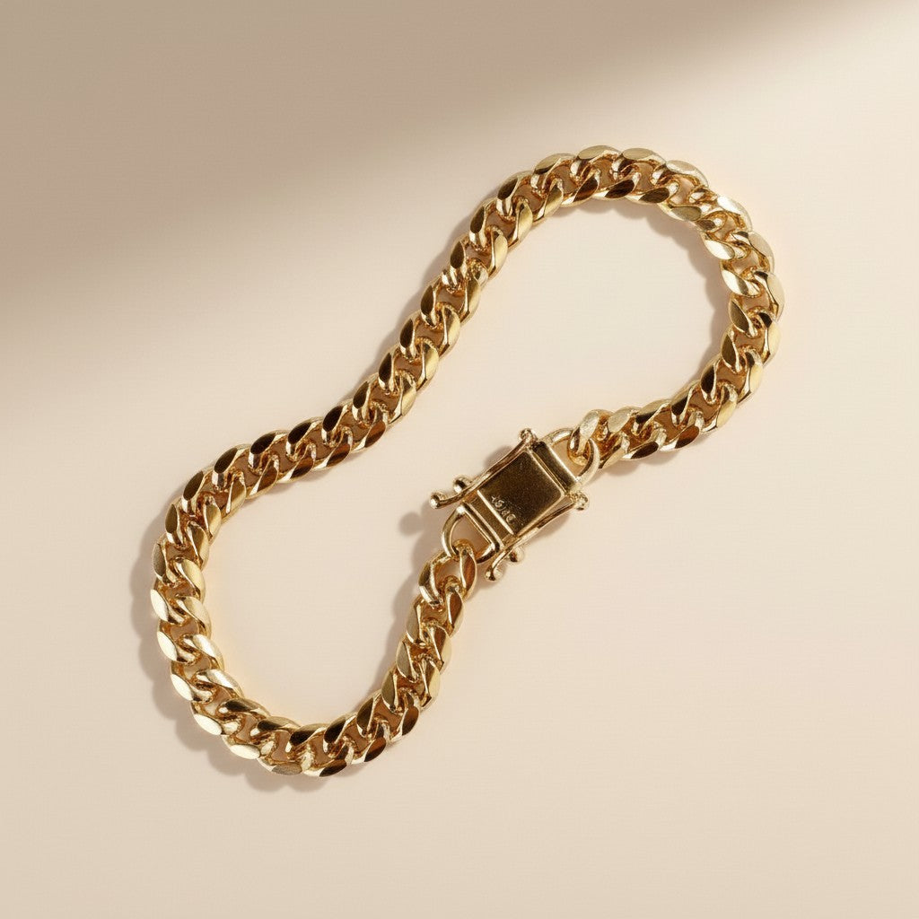 Chunky Cuban Link Bracelet - 7mm Thick Chain with Secure Box Lock