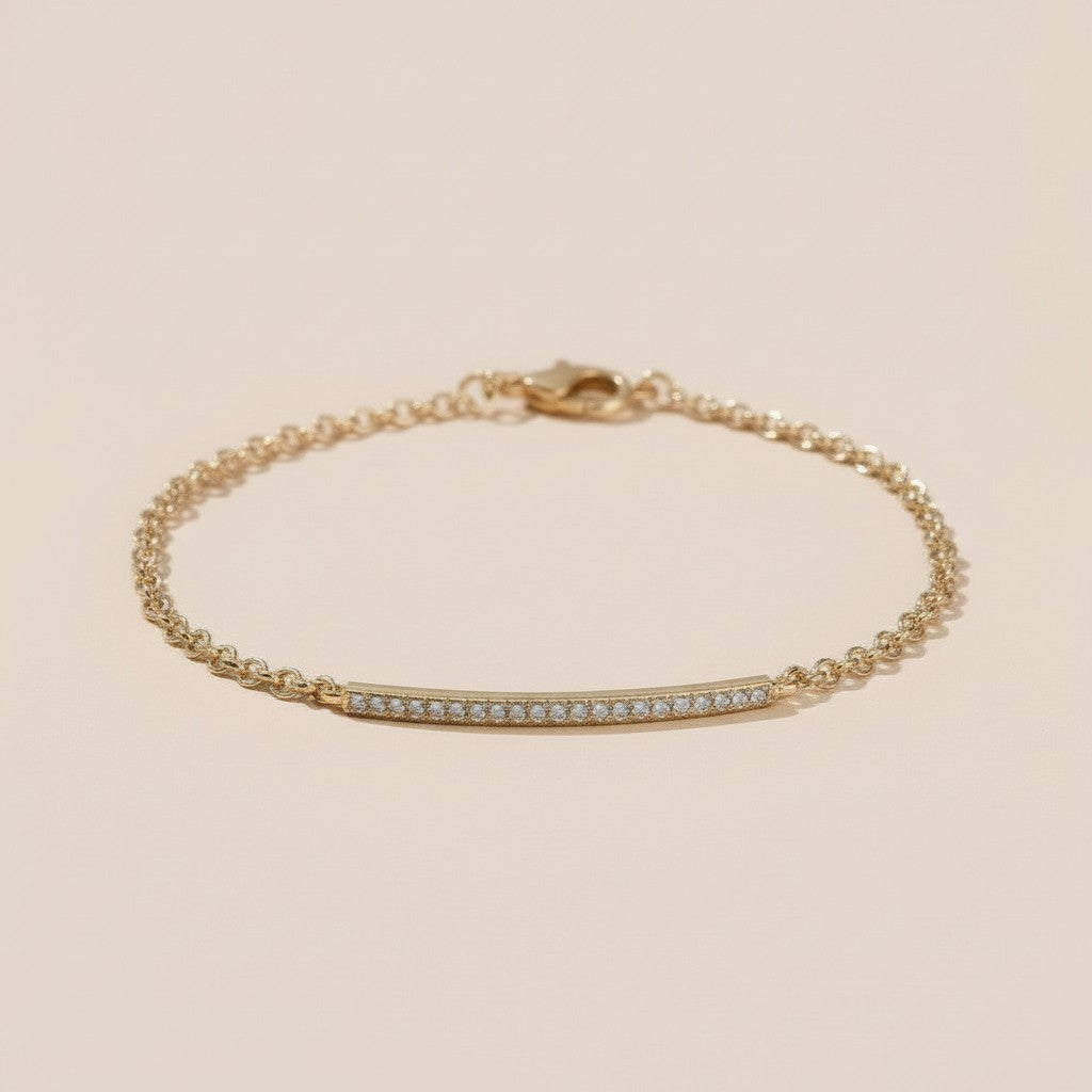 Gold CZ Bar Bracelet for Women -Diamond Bracelet | Minimalist Jewelry