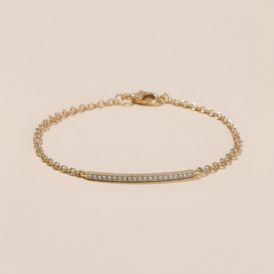 Gold CZ Bar Bracelet for Women -Diamond Bracelet | Minimalist Jewelry