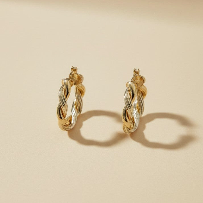 ✨ 18k Gold Filled Double Twisted Tube Hoop Earrings — The Twist. Twice. At 30mm.