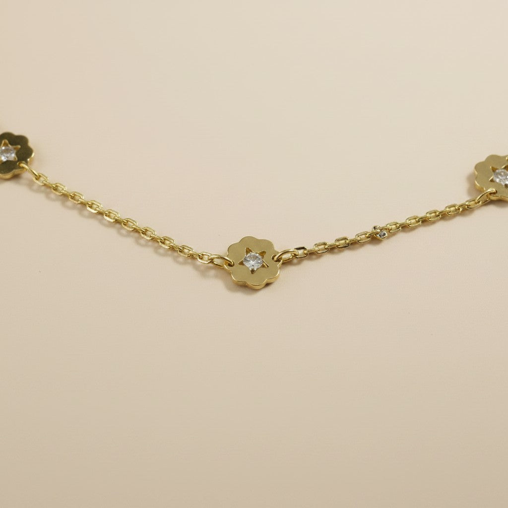 🌸 18k Gold Filled Flower Charm Anklet — A Garden at the Ankle. Every Step in Bloom.