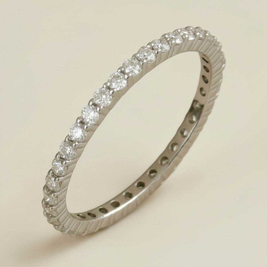 💎 .925 Sterling Silver Moissanite Eternity Band — GRA Certified. Continuous Sparkle. Everlasting.