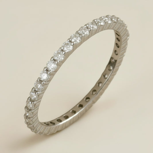 💎 .925 Sterling Silver Moissanite Eternity Band — GRA Certified. Continuous Sparkle. Everlasting.