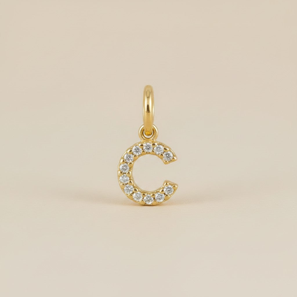 18k Gold Filled Initial Letter CZ Charm | Personalized Sparkle