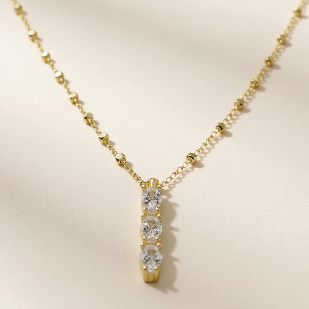 18k Gold Filled Triple Heart CZ Satellite Chain Necklace — Dainty, Sparkling & Undeniably Romantic