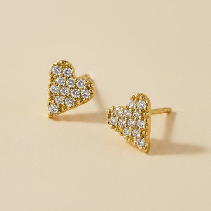 💖 18k Gold Filled Colored CZ Heart Stud Earrings — Five Colors. One Tiny Heart. All the Feeling.