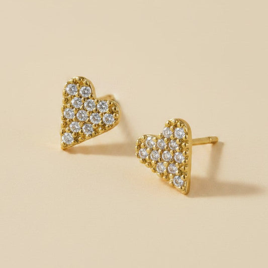 💖 18k Gold Filled Colored CZ Heart Stud Earrings — Five Colors. One Tiny Heart. All the Feeling.