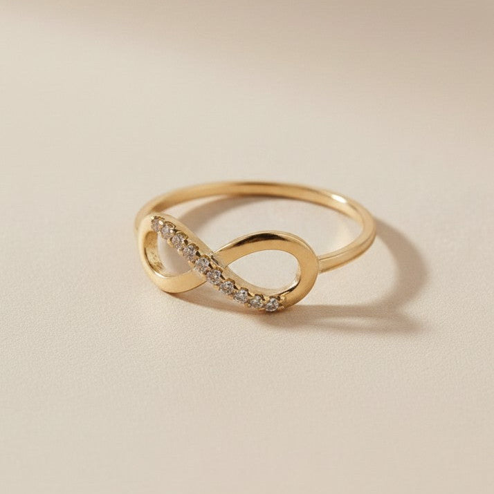 18k Gold Filled CZ Infinity Ring — The Symbol That Never Ends. Sparkling All the Way Through
