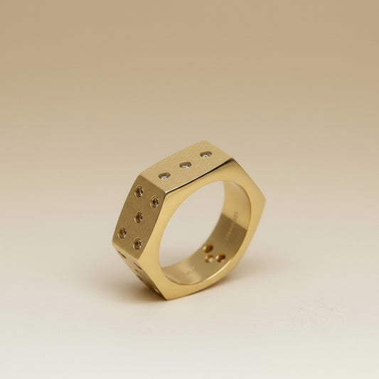 Edgy Dice Ring | Hexagonal Statement Ring | Unique Gamer Ring | Bold Fashion Ring for Her