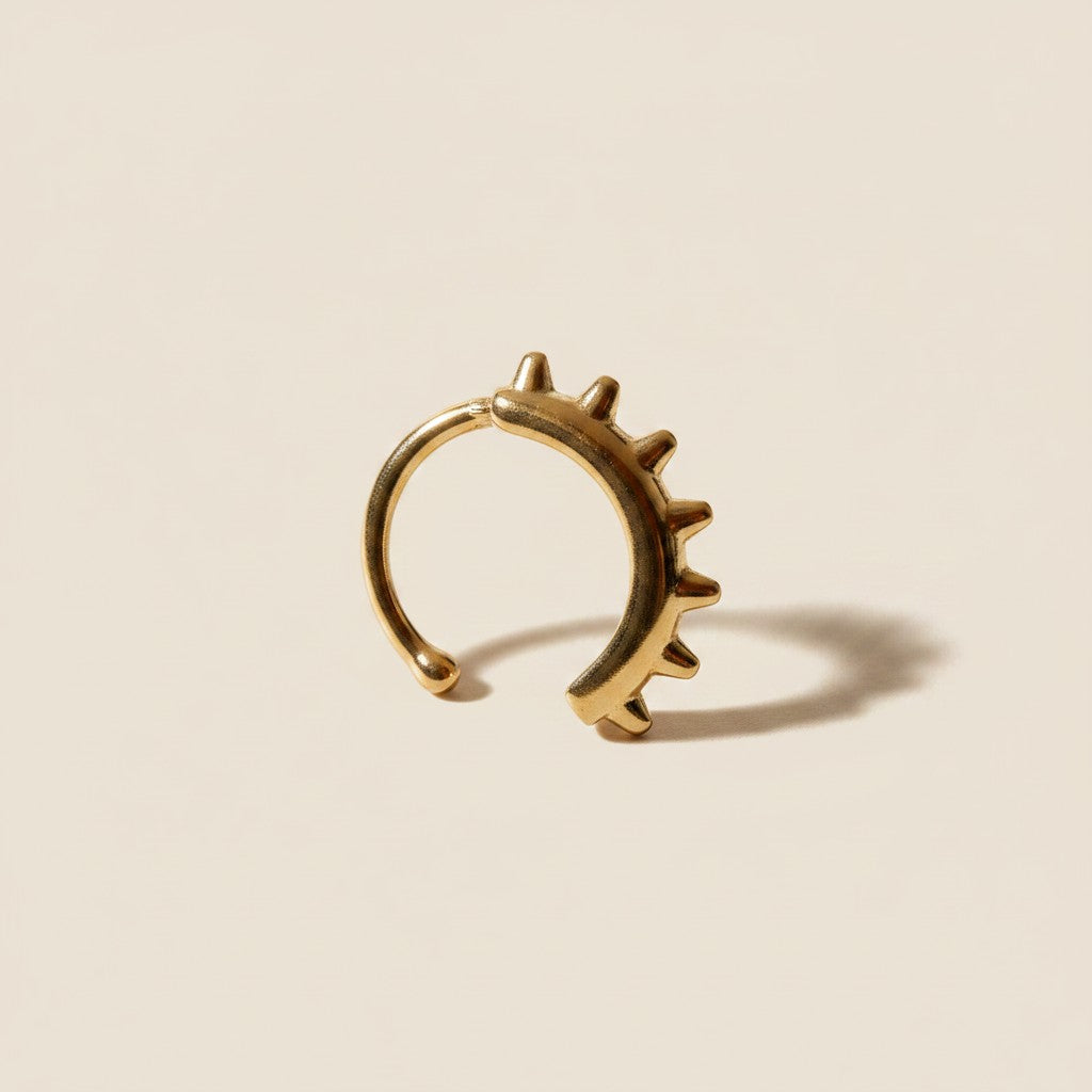 ⚡ 18k Gold Filled Triple Spike Ear Cuff — Three Points. Pure Gold Edge. No Piercing.