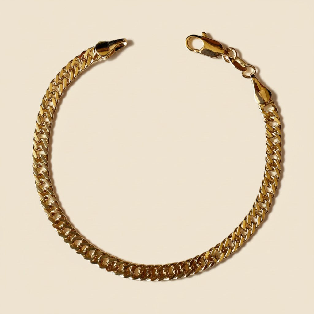 Curb Chain Bracelet for Women | 4mm Thick Cuban Link Bracelet | Luxury Everyday Jewelry