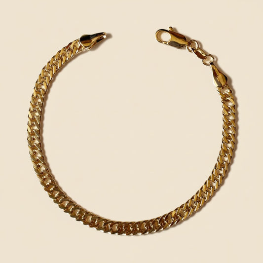 Curb Chain Bracelet for Women | 4mm Thick Cuban Link Bracelet | Luxury Everyday Jewelry