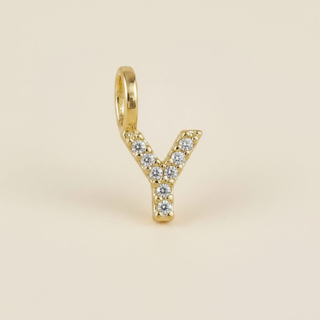 18k Gold Filled Initial Letter CZ Charm | Personalized Sparkle