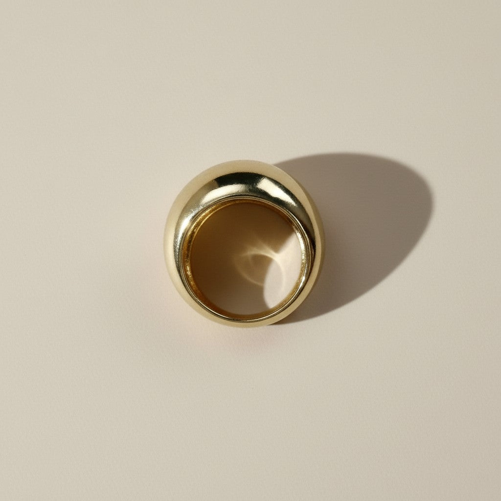 18K Gold Filled Dome Ring - Polished Statement Ring for Women