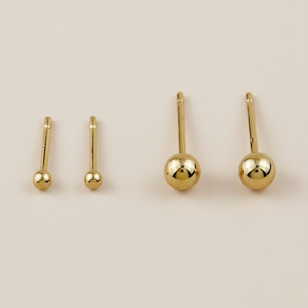 Ball Stud Earrings - Classic Round Studs for Women