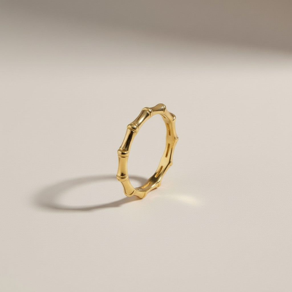 Bamboo Band Ring - Nature Inspired Textured Ring for Women | Unique Statement Ring | Hypoallergenic Waterproof Jewelry