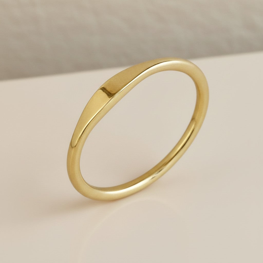 18k Gold Filled Slim Flat Top Band Ring