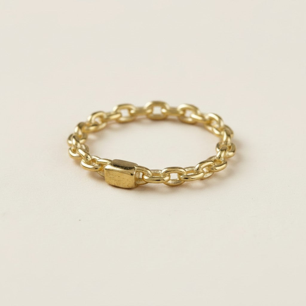 18k Gold Filled Crafted Chain Ring