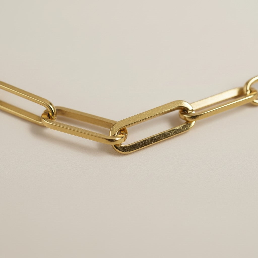 Paperclip Chain Necklace with Carabiner Clasp - Charm Ready Chain