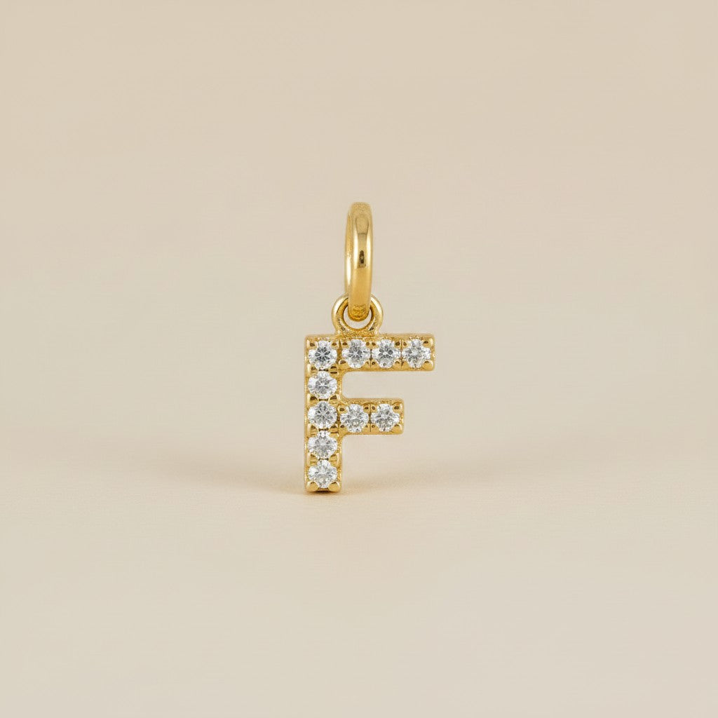 18k Gold Filled Initial Letter CZ Charm | Personalized Sparkle