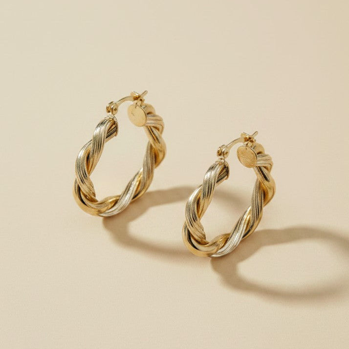✨ 18k Gold Filled Double Twisted Tube Hoop Earrings — The Twist. Twice. At 30mm.