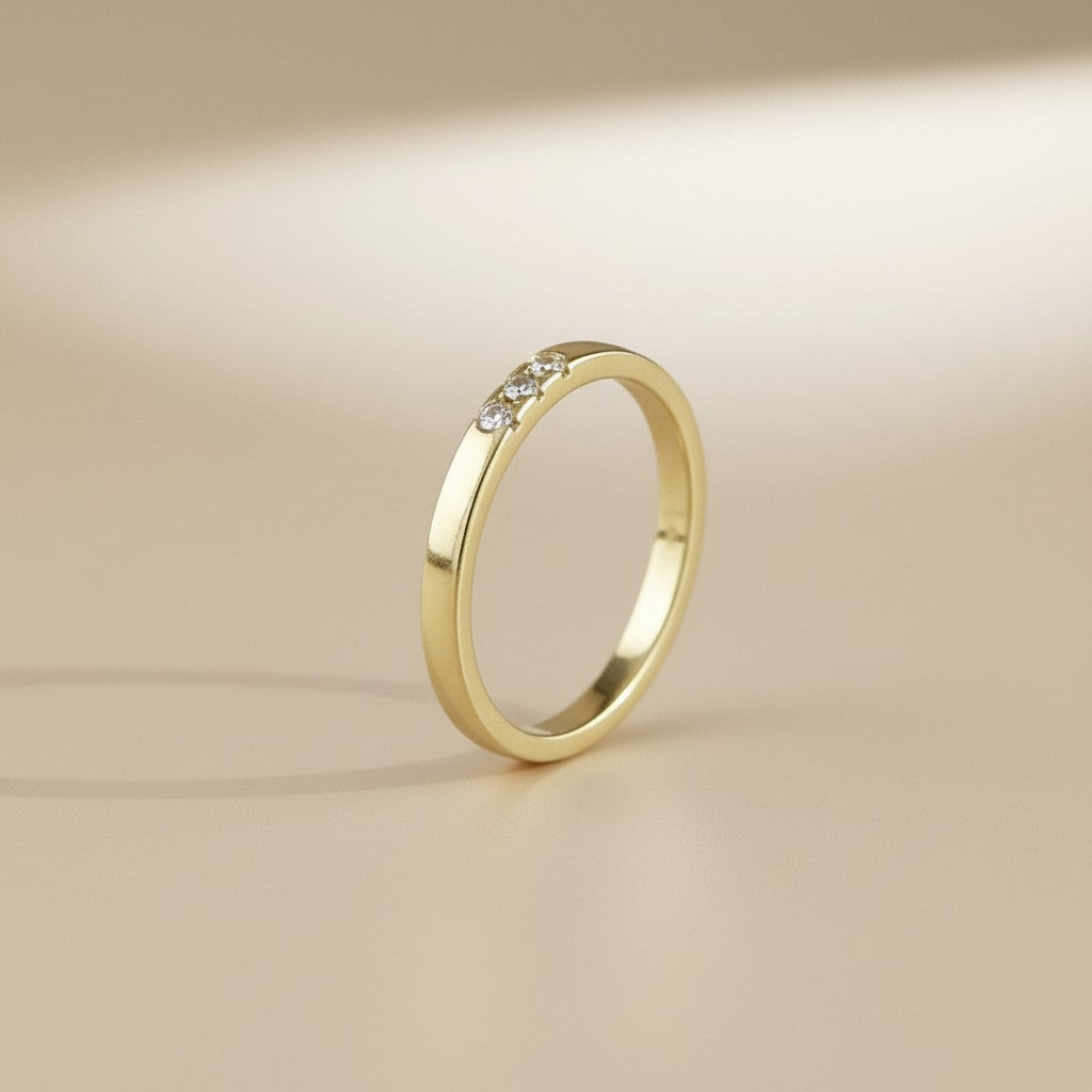 18k Gold Filled Delicate CZ Band Ring