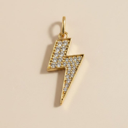 ⚡ 18k Gold Filled CZ Lightning Bolt Pendant — The Energy. The Edge. The Neckline.