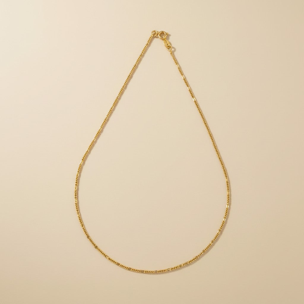 Figaro Chain Necklace for Women | Thin Beaten Figaro Style | Delicate Italian Chain Design