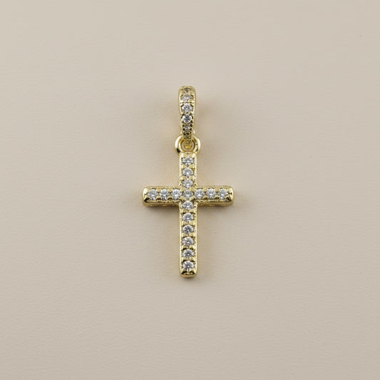 ✝️ 18k Gold Filled CZ Cross Charm — Faith in Gold. Brilliance in Every Line