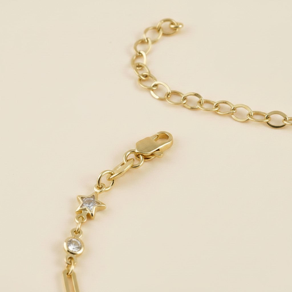 18k Gold Filled Paperclip & Stars CZ Bracelet | Celestial Elegance