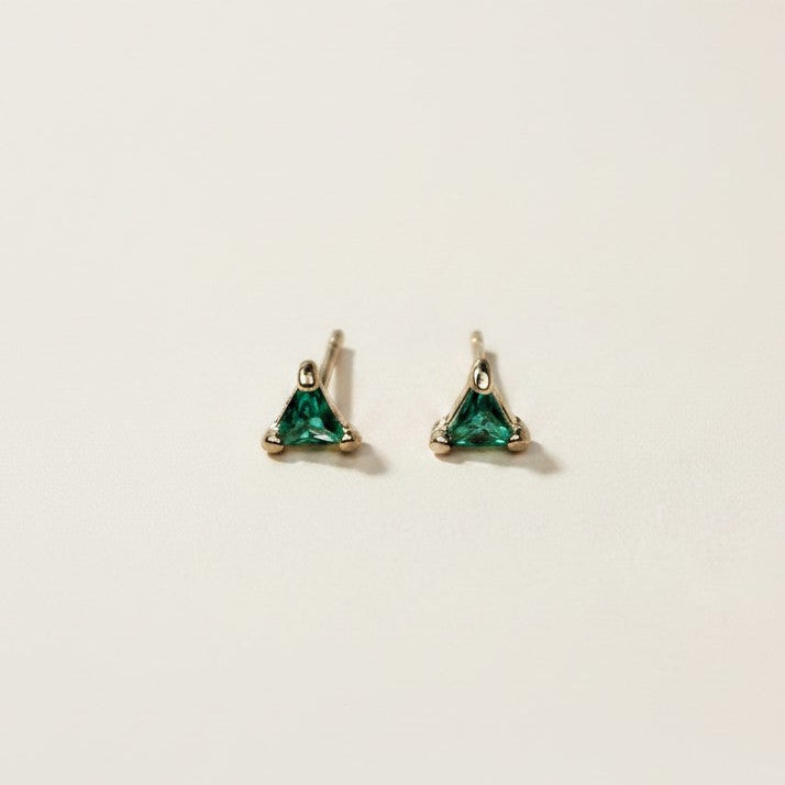 18k Gold Filled Mini CZ Triangle Studs — Three Points. Two Colors. The Tiniest Statement.