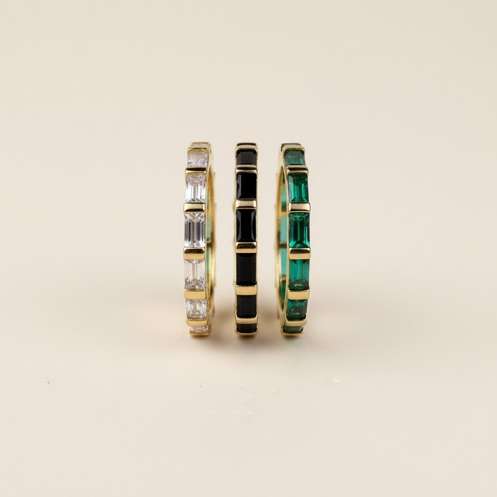 Baguette CZ Band Ring - Stackable Wedding Band