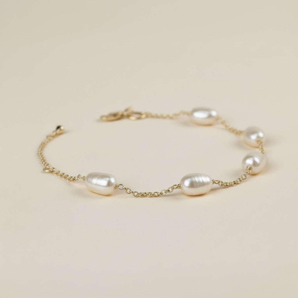 Baroque Pearl Bracelet - Simulated Pearl Jewelry for Women - Hypoallergenic Gold Bracelet