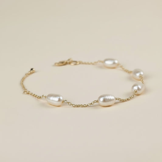 Baroque Pearl Bracelet - Simulated Pearl Jewelry for Women - Hypoallergenic Gold Bracelet