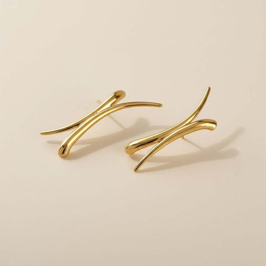 18k Gold Filled Oversized X Earrings — Sculpture You Can Wear