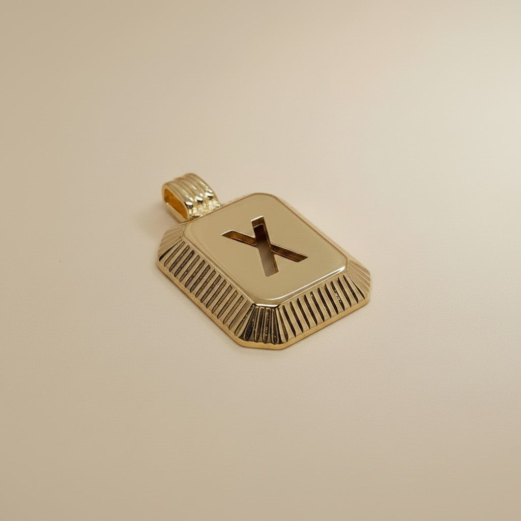 18k Gold Filled Diamond-Cut Initial Pendant — Your Letter. Your Name. Worn in Gold.