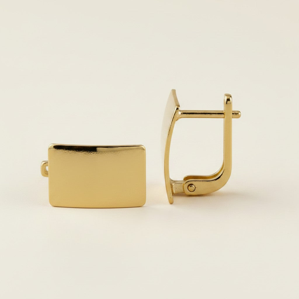 18k Gold Filled Flat Plate Clicker Hoop Earrings | Modern Minimalist Elegance