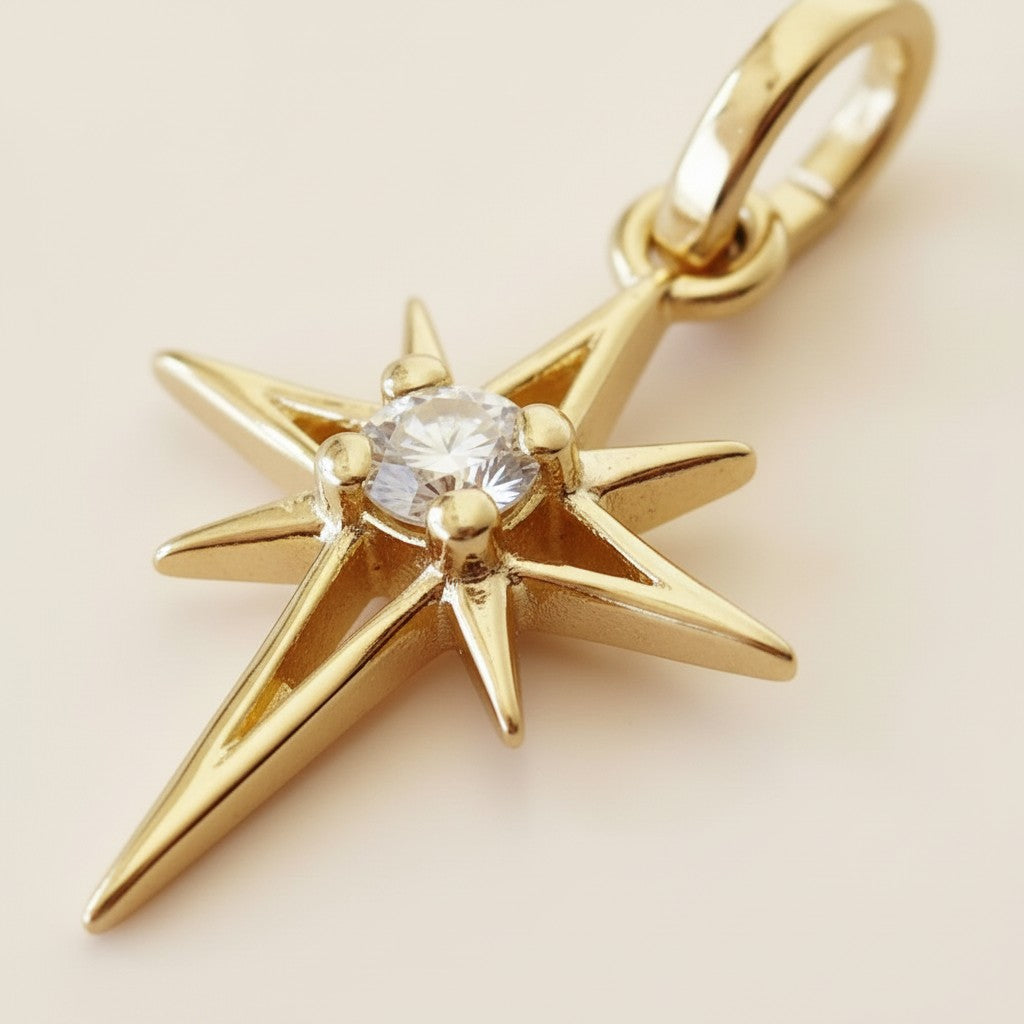 Mini Starburst Pendant Necklace - Minimalist Cubic Zirconia Jewelry for Women