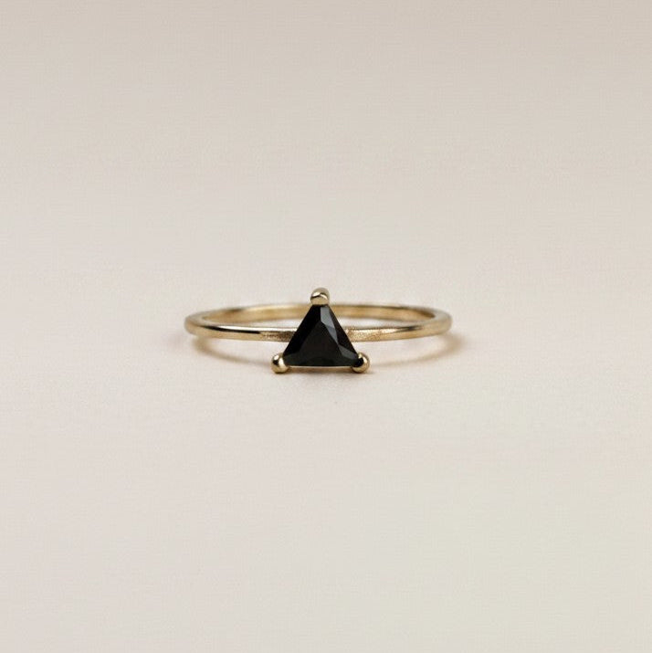 18k Gold Filled Trillion Cut CZ Solitaire Ring — The Stone Nobody Expects. The Brilliance Everyone Notices.